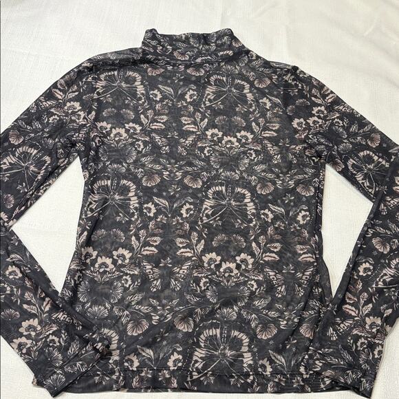 Anthropologie Black and Gray Long Sleeve Mesh Turtleneck Top Size XS - Picture 6 of 7